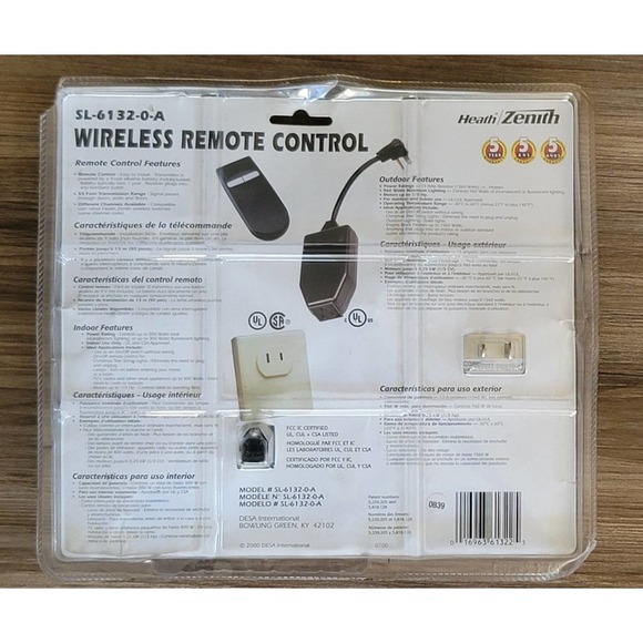 Vtg 2000 Heath Zenith Indoor Outdoor Wireless Outlet Plug Remote Control - Picture 2 of 2